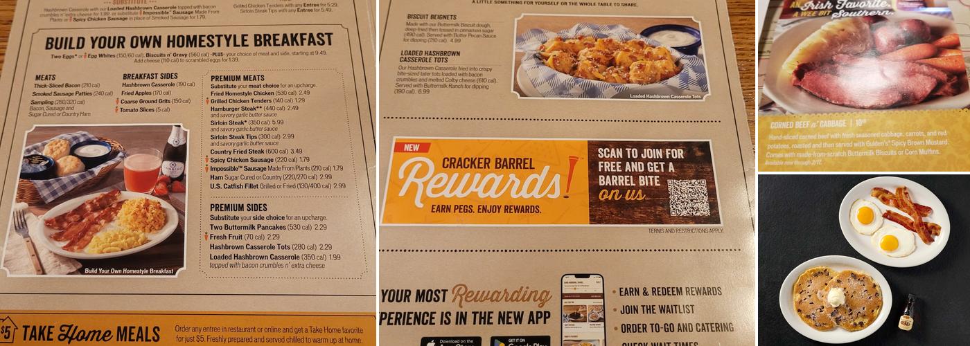 Cracker Barrel Old Country Store Menu