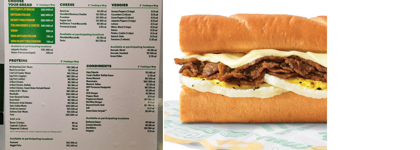 Subway Menu