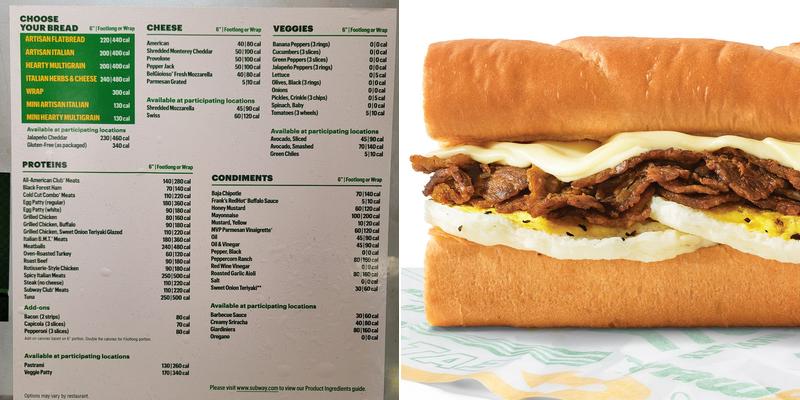 Subway Menu