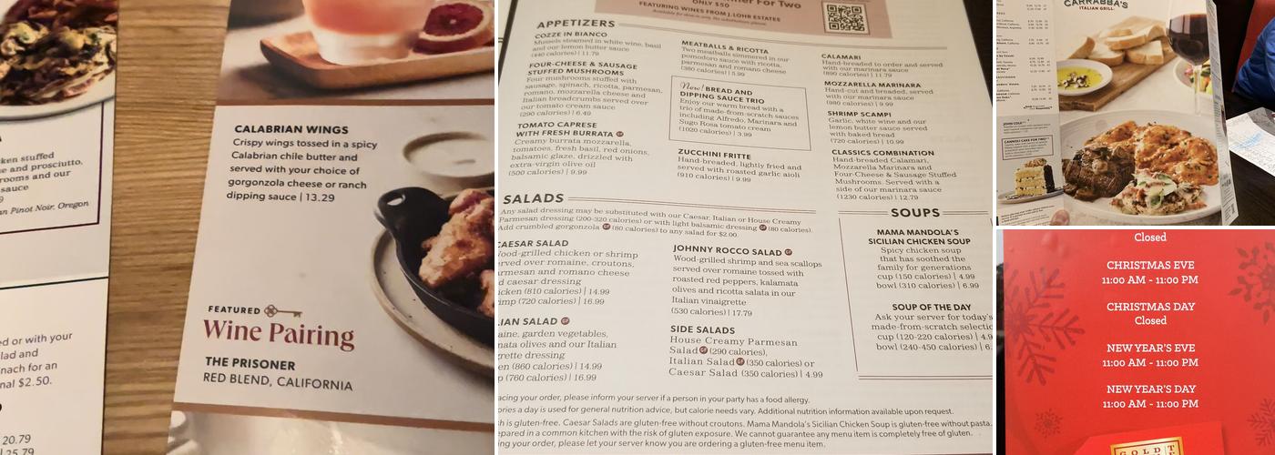 Carrabba's Italian Grill Menu