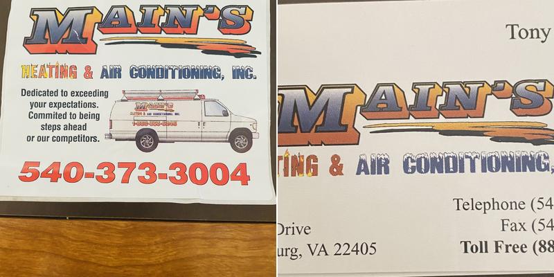 Main's Heating & Air Conditioning Inc