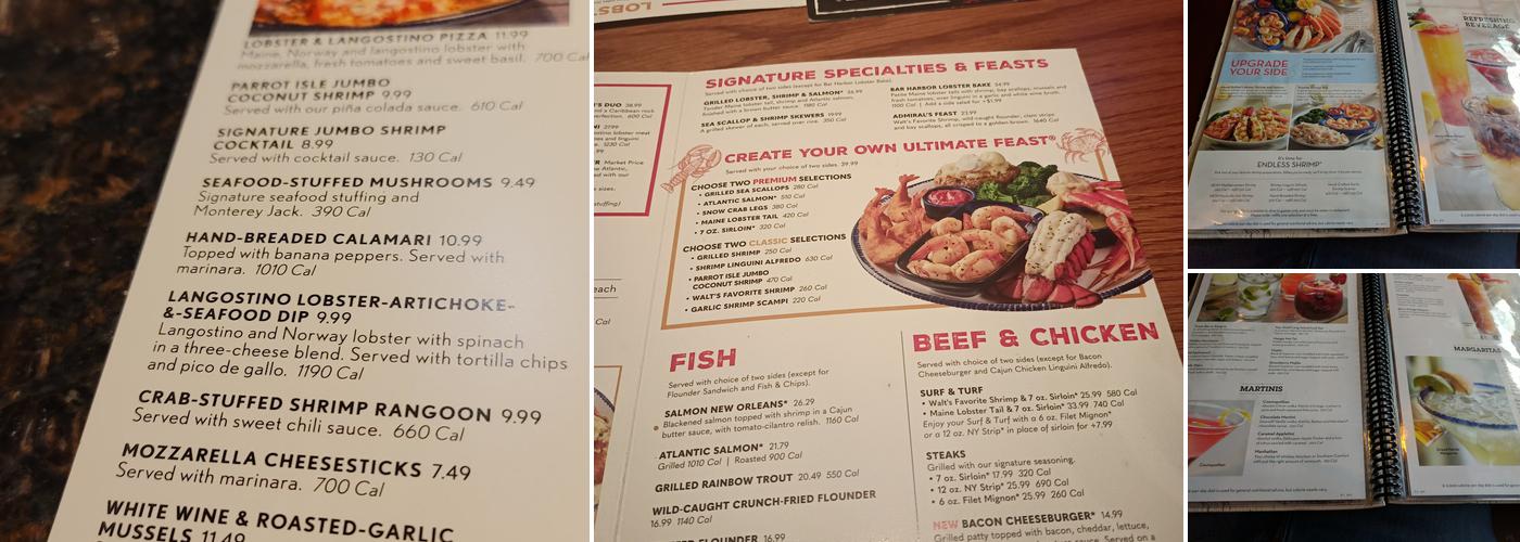 Red Lobster Menu