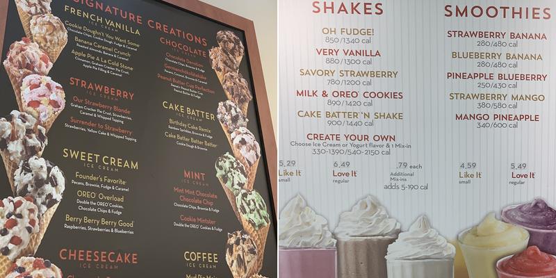 Cold Stone Creamery Menu