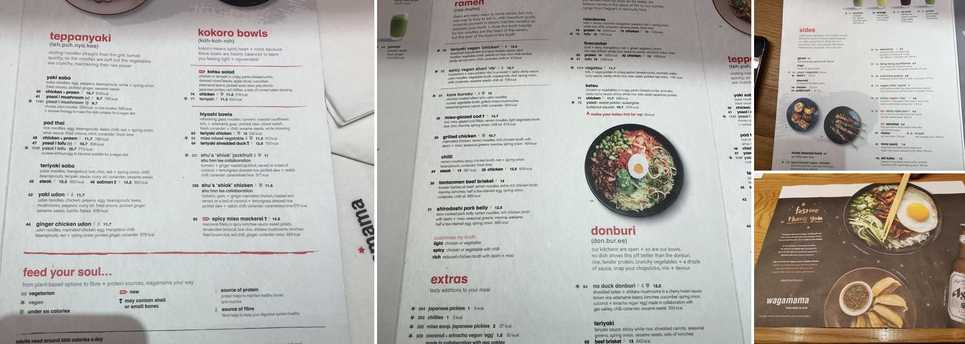 wagamama camberley Menu