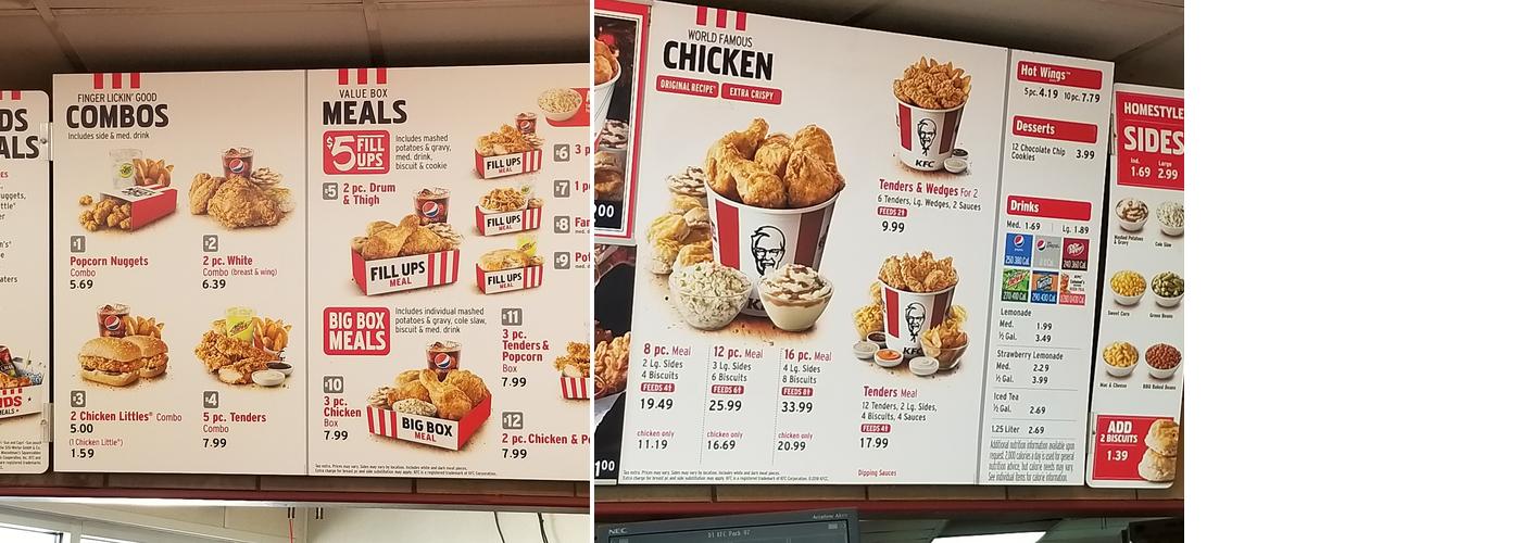 KFC Menu