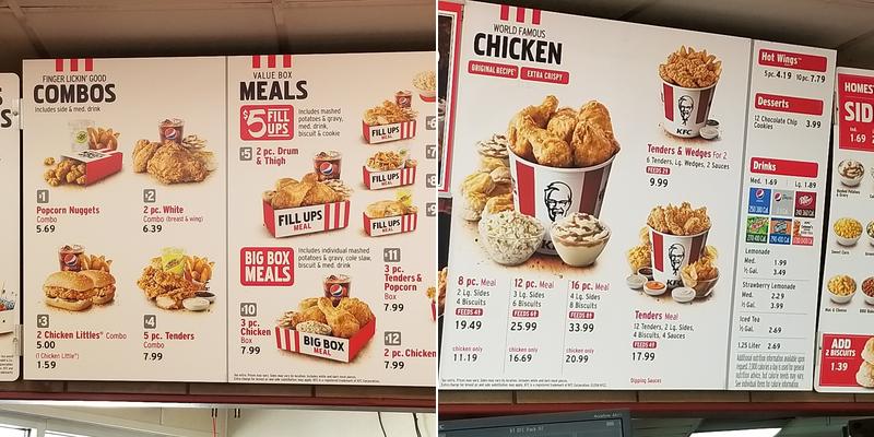 KFC Menu