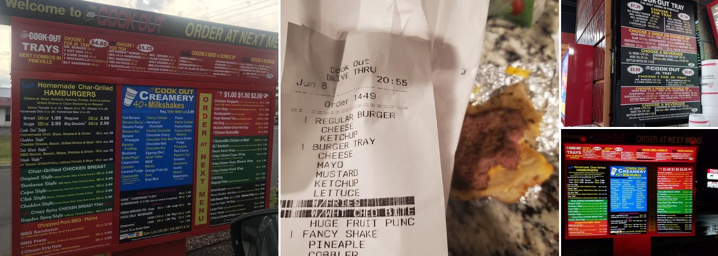 Cook Out Menu