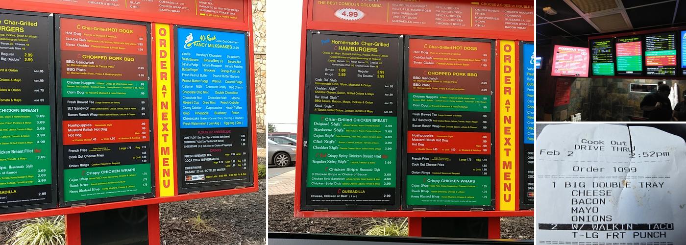 Cook Out Menu