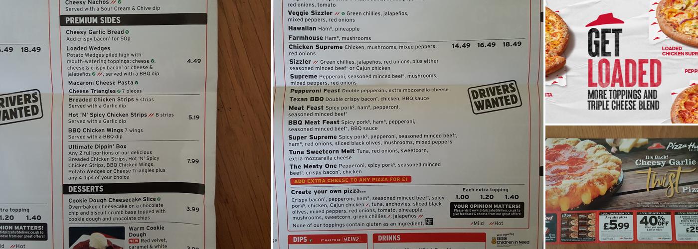 Pizza Hut Delivery Menu
