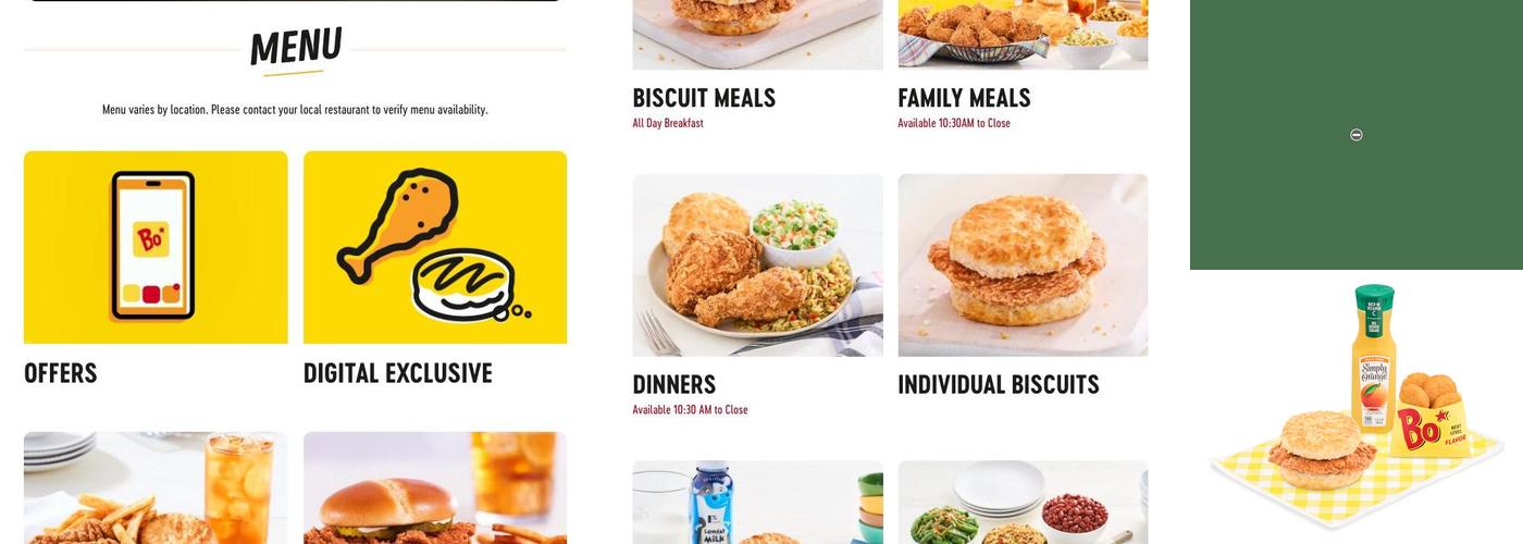 Bojangles Menu