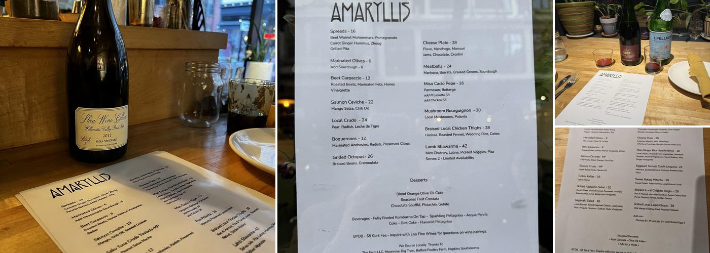 Amaryllis Menu