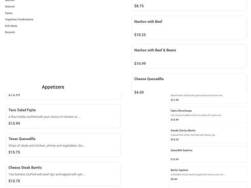 La matraca mexican grill Menu