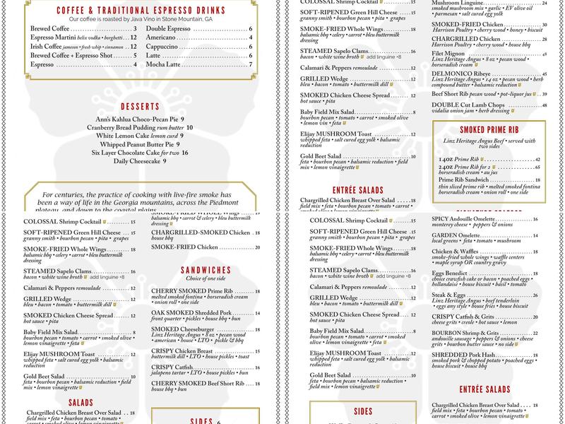 Cherokee Rose BBQ bar & kitchen Menu