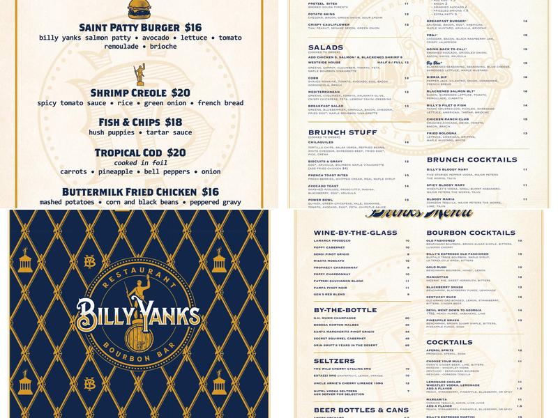 Billy Yanks Menu