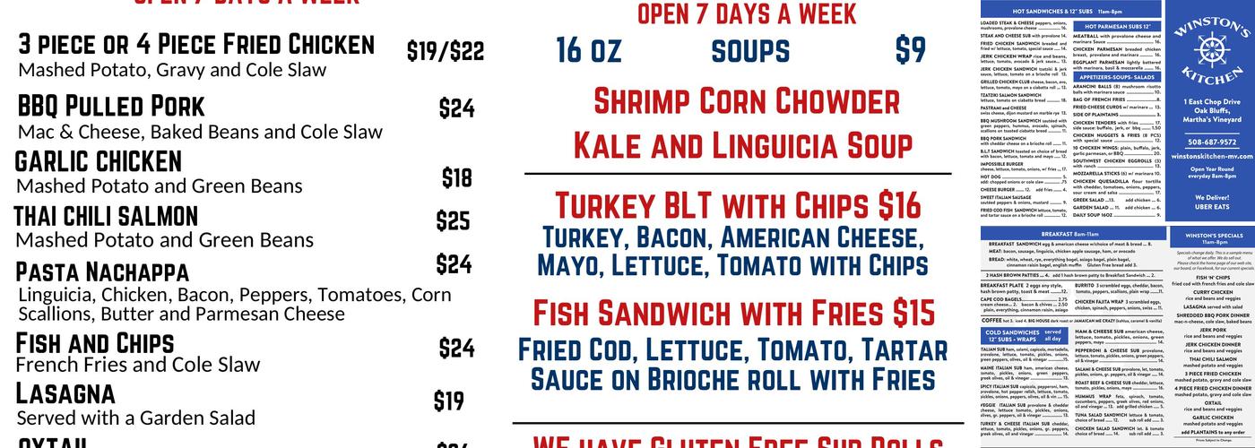 Winston’s Kitchen Menu