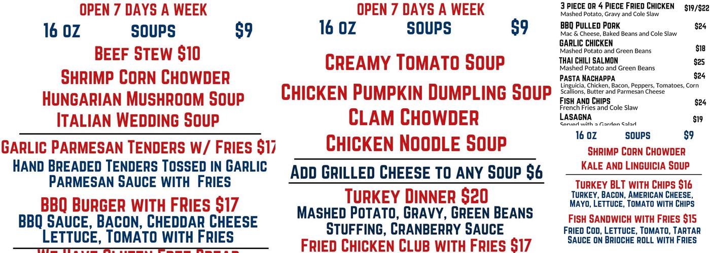 Winston’s Kitchen Menu