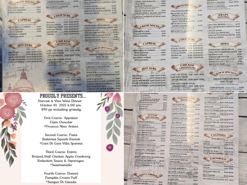 Vincenzo's Italian Restaurant & Gelato Menu