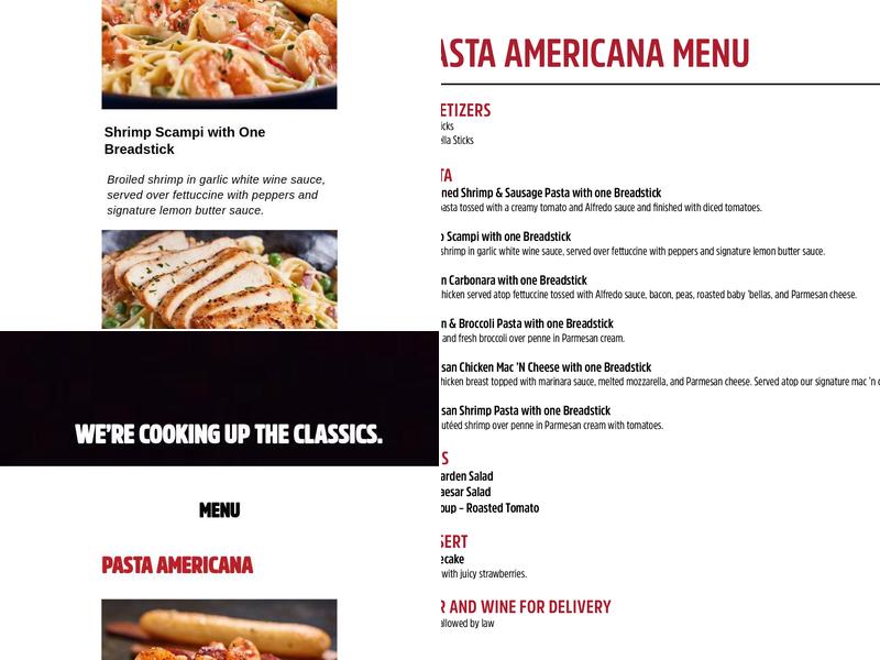 Pasta Americana Menu