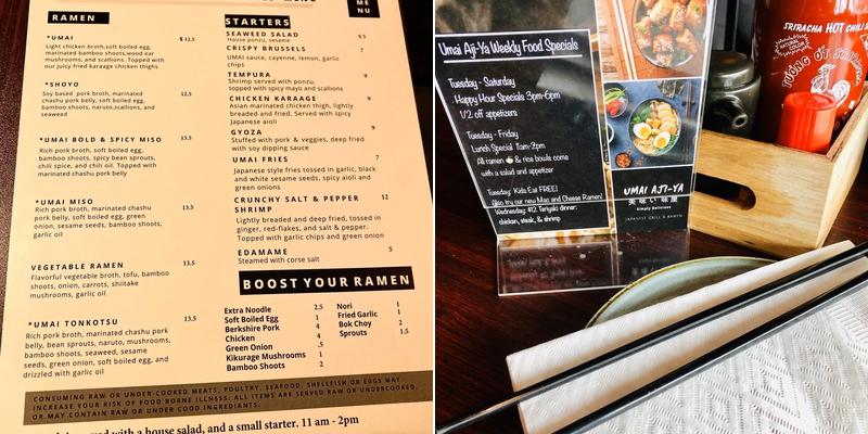 Umai Aji Ya Menu