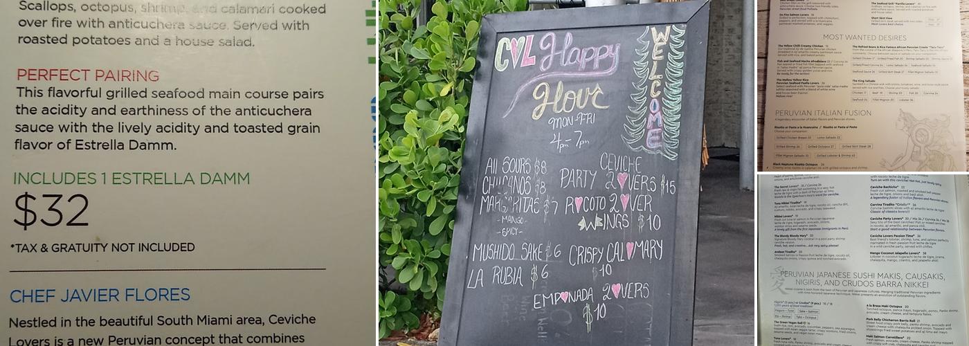 CEVICHE LOVERS Menu