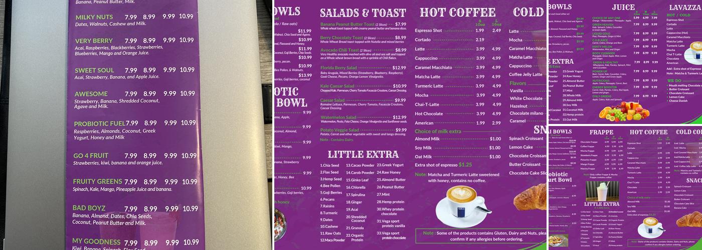 Diva's Nectar Bar Menu