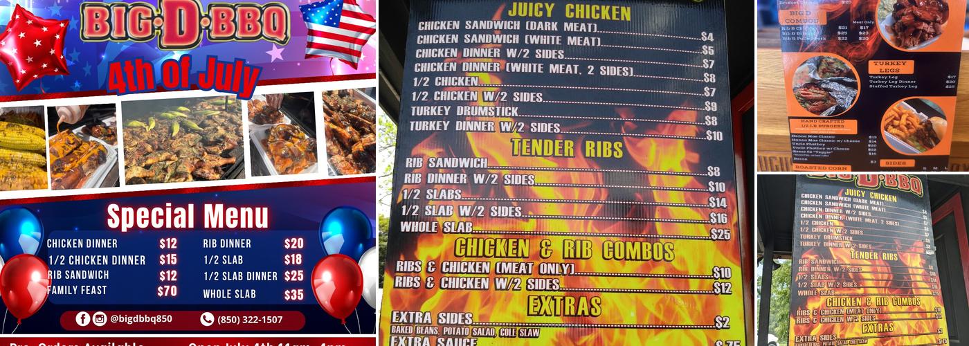 Big D's BBQ Menu