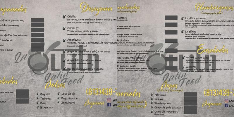 La Ollita Latin Food Menu