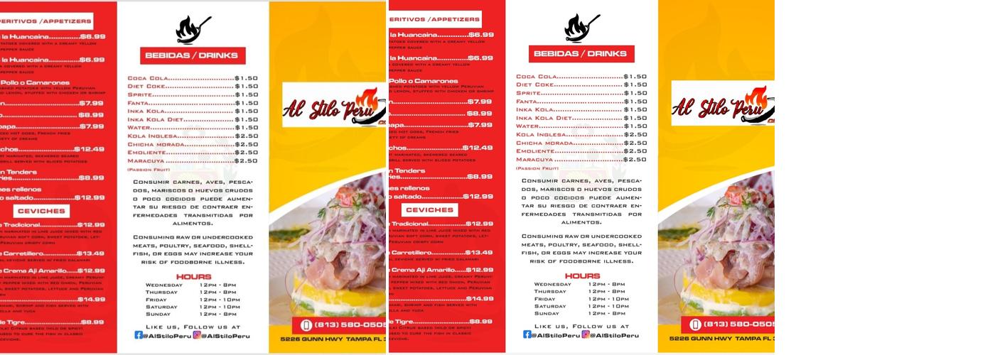 Al Stilo Peru Menu