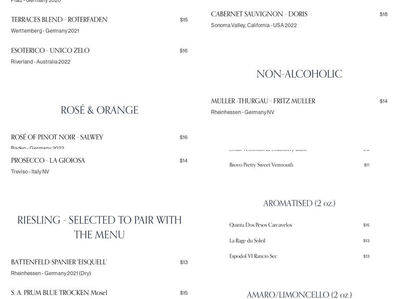 Khâluna Menu
