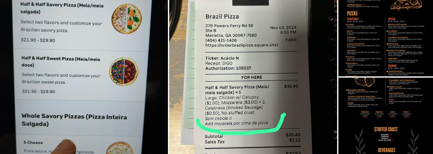 Brazil Pizza Menu