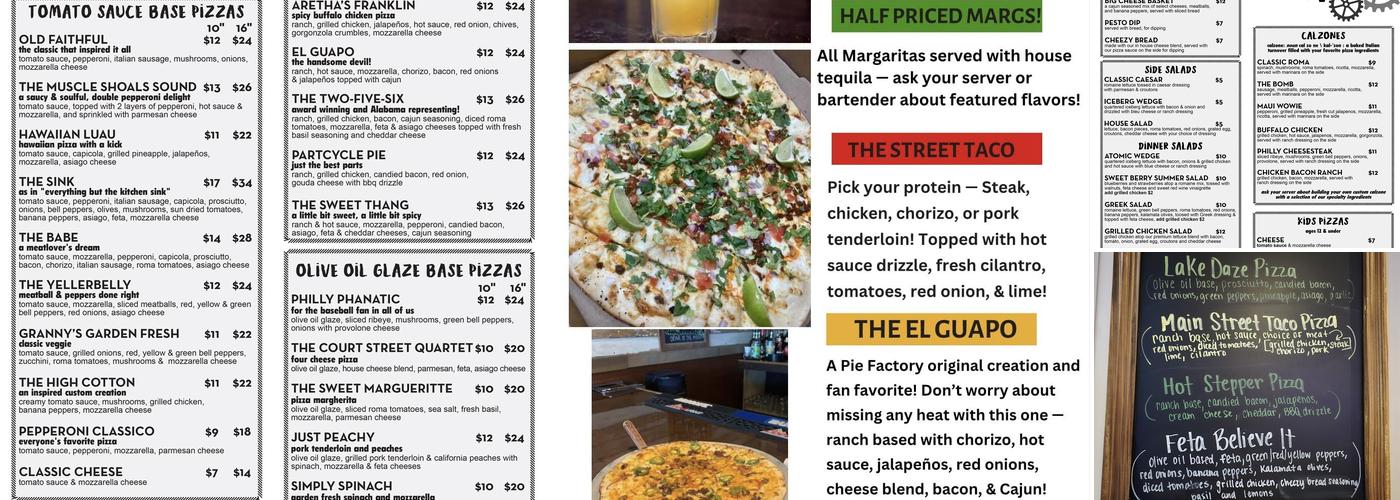The Pie Factory (Jasper) Menu