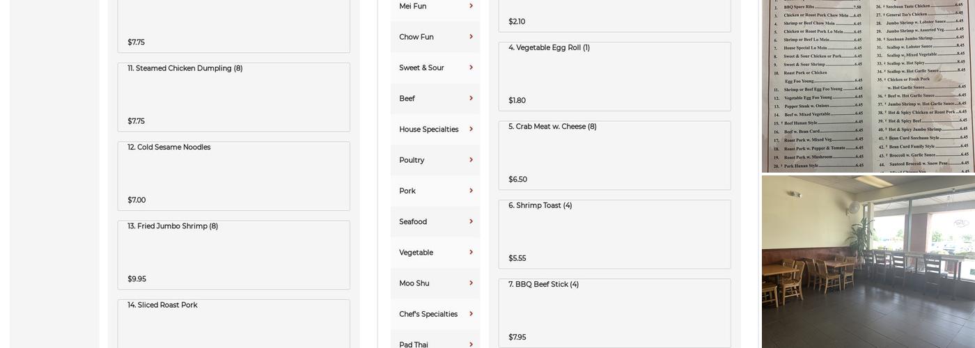 CHINA MAY Menu