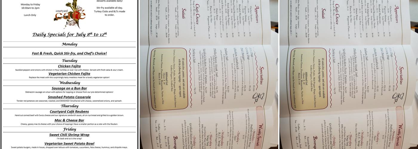 Courtyard Cafe Menu