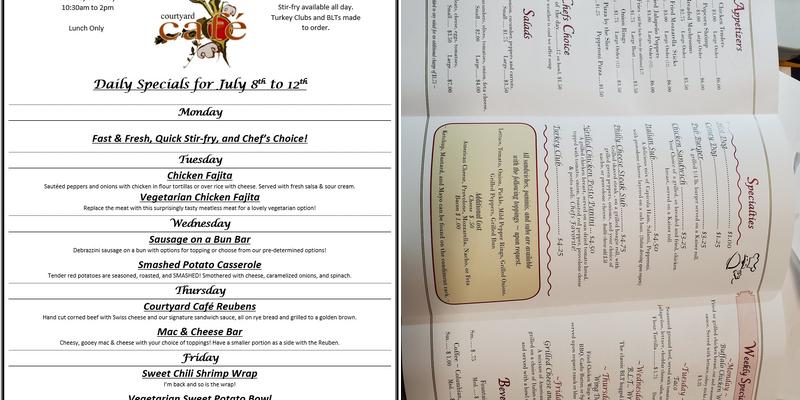Courtyard Cafe Menu