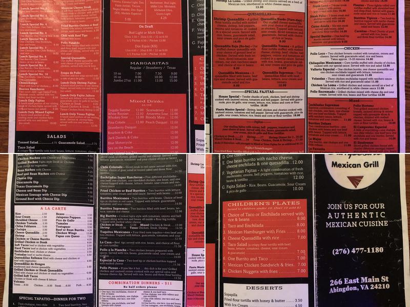 Campesino Mexican Grill Menu