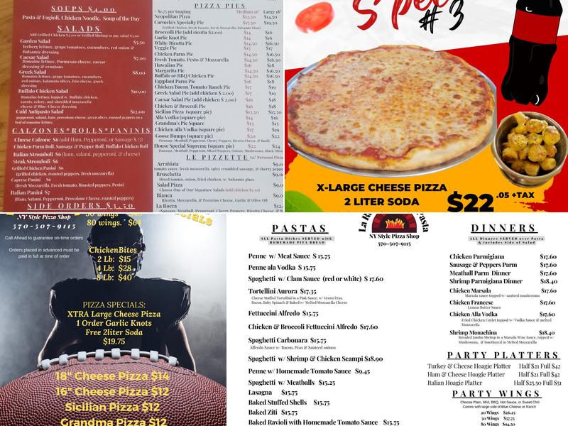 La Rocca Pizza & Pasta Menu