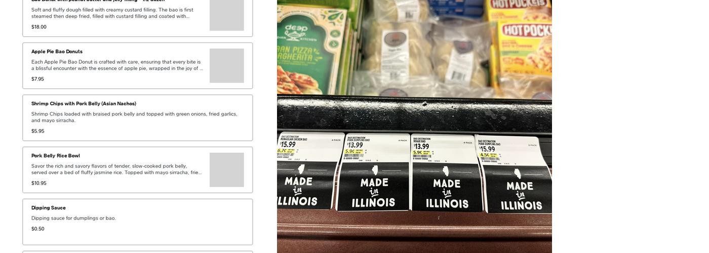 BAO DESTINATION Menu