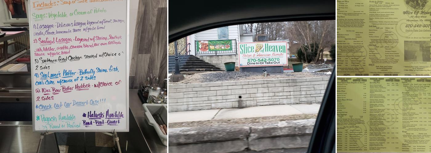Slice of Heaven Menu