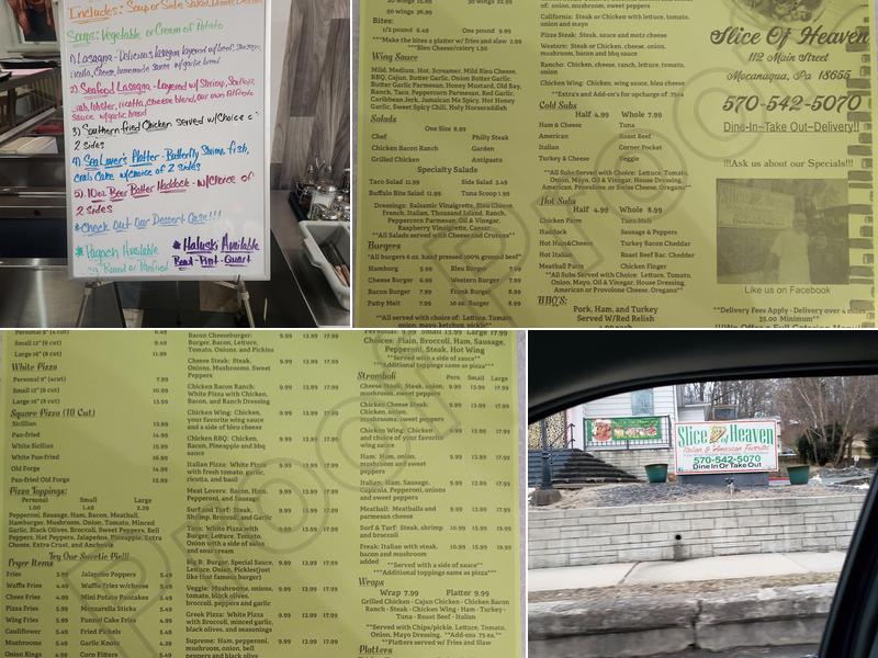 Slice of Heaven Menu