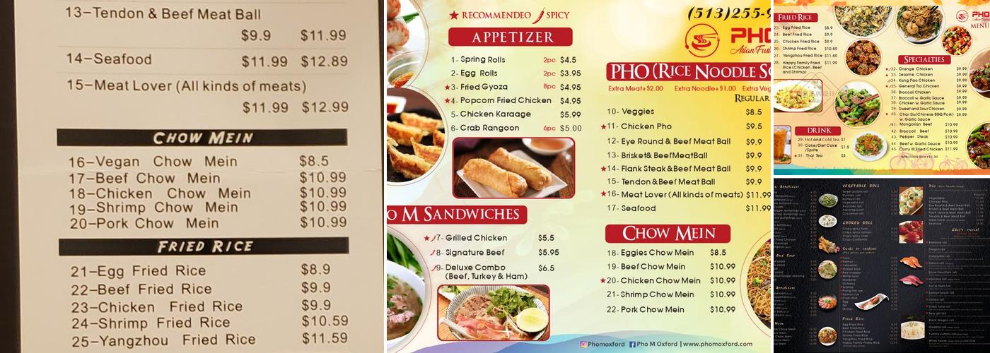 Pho M Menu