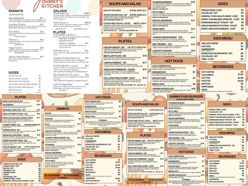 Johnny's Kitchen Menu