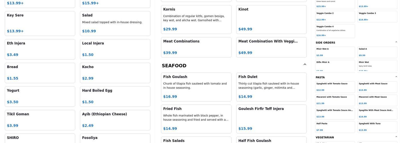 ZeMeda Market and Restaurant Menu