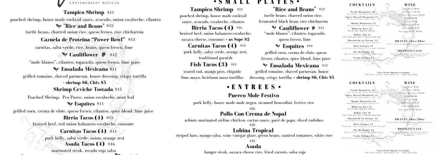 Verde Menu