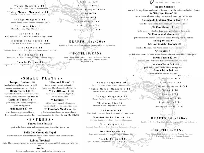 Verde Menu