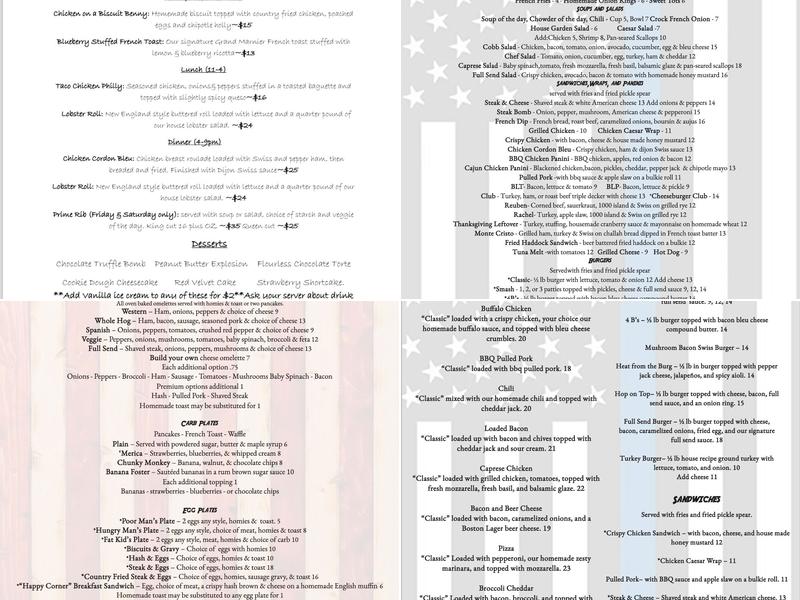 Full Send Bar and Grill Menu