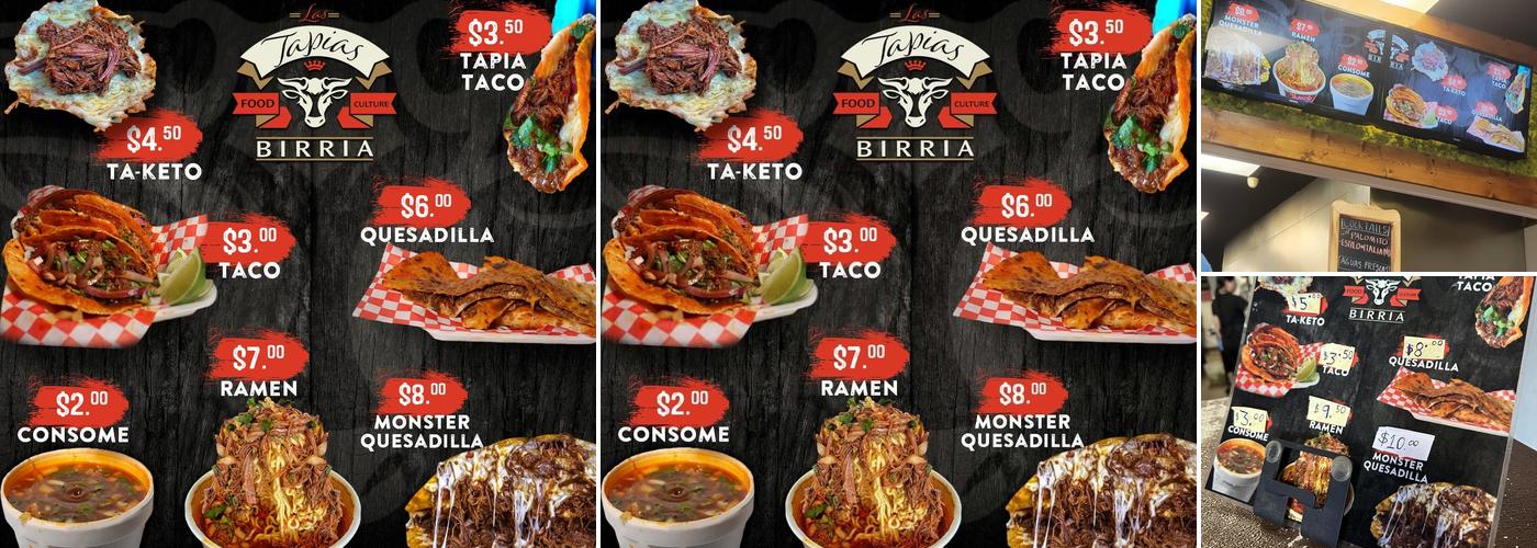 Las Tapias Birria Menu