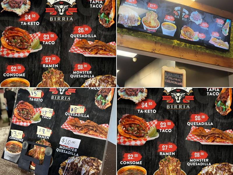 Las Tapias Birria Menu