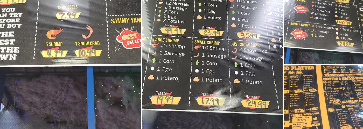 Sammy crawfish king Menu