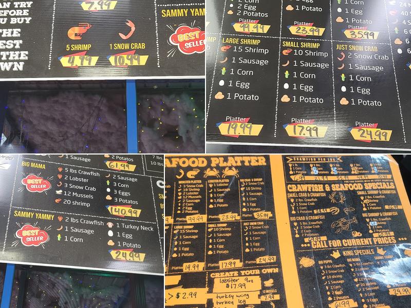 Sammy crawfish king Menu