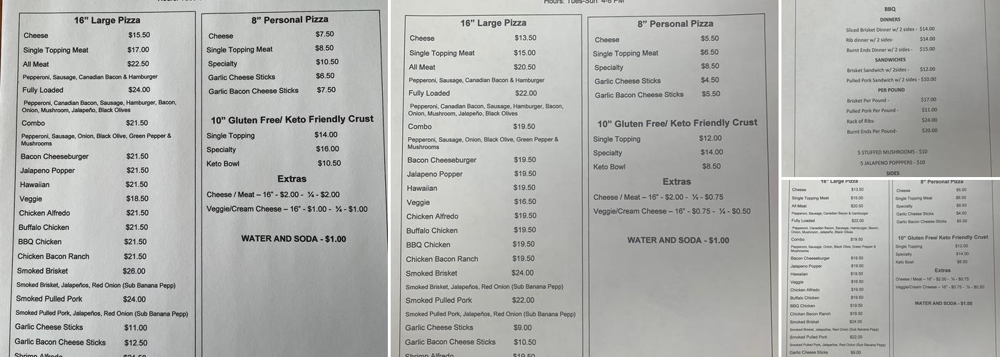 Jeda's Pizza & BBQ Menu